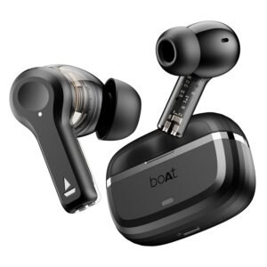 boAt Nirvana Space Truly Wireless in-Ear w/ 360º Spatial Audio, ANC Up to 32dB, 100hrs Playback, 4 Mics with AI-ENx™, Adaptive EQ, in-Ear Detection, DLC Drivers & Fast Pair(Cosmic Black)