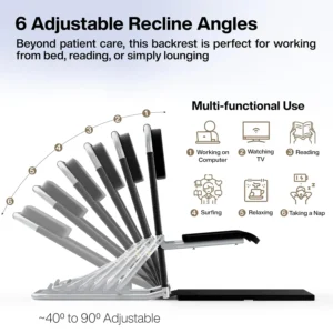 FOVERA Adjustable Hospital Back Support for Bed with Arm Rest, Back Rest Chair, Recliner for Patients, Large Size, Multifunction, 6 Changeable Recline Angles, Foldable & Portable