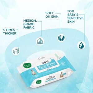 Mother Sparsh 99% Pure Water (Unscented) Baby Wipes with Lid I Natural Plant made cloth